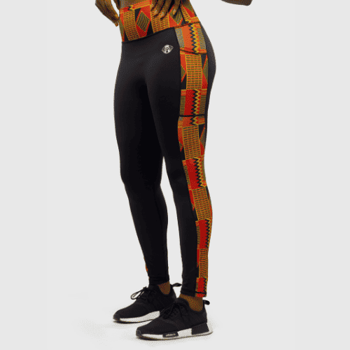 HeritageActive high-waisted leggings with African-inspired cultural print for activewear and athleisure