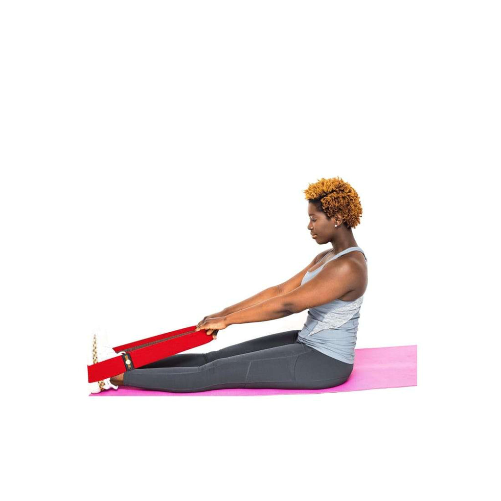 Seated row exercise using loop resistance bands for glutes and legs